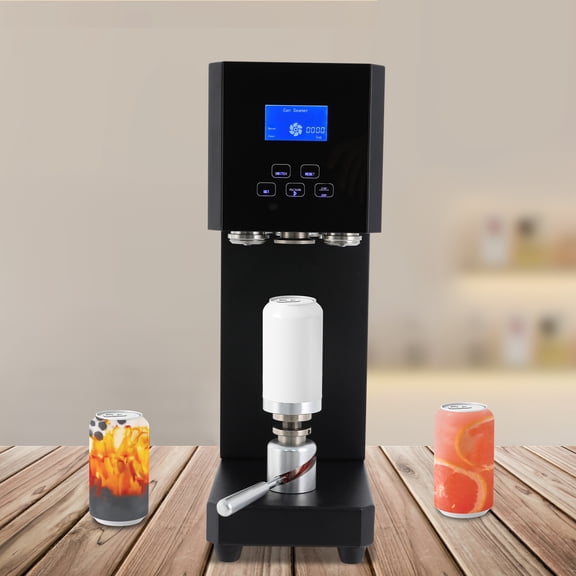 Semi Automatic Pop Can Sealing Machine Cola Can Sealer Container Plastic Bottles Black for Homes, Bars