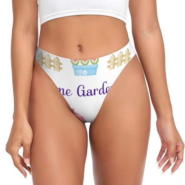 Fotbe Watercolor Gnome Garden Tanga Sin Costuras para Mujer con Estampado – Panties Invisibles, Transpirables y Cómodos para Uso Diario-X-Small