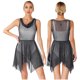 thumbnail image 3 of Ropa de baile lírica moderna para mujer, vestido de baile de alabanza de salón de baile con brillo brillante, vestidos de graduación con dobladillo asimétrico transparente, 3 of 5
