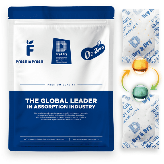 20 Gram [100 Packs] "Dry & Dry" Food Safe Orange Indicating(Orange to Dark Green) Mixed Silica Gel Packets