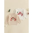 thumbnail image 3 of Toddler Kids Little Boy Girl Christmas Sweater 3 6 9 12 18 24 Months 2T 3T 4T 5T Letter Embroidery Long Sleeve Crew Neck Pullover Knit Tops for Winter Fall, 3 of 9
