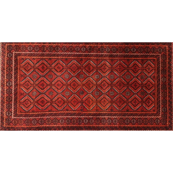 Ahgly Company Machine Washable Indoor Rectangle Traditional Fire Brick Red Area Rugs, 4' x 6'