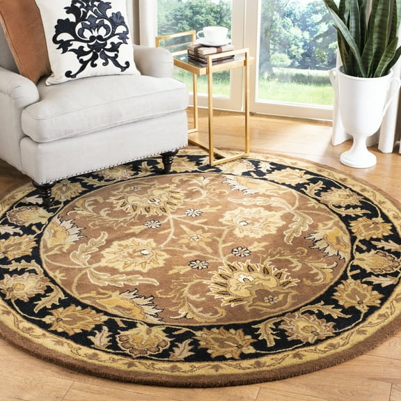 SAFAVIEH Classic Shanelle Oriental Wool Area Rug, Rust/Black, 8' x 8' Round