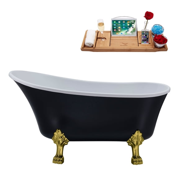 59" Streamline N362BGL-IN-BGL Clawfoot Tub and Tray With Internal Drain