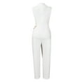 thumbnail image 4 of Stylish Olyvenn Jumpsuits for Women Dressy Formal V Neck Sleeveless Wide Leg Long Pants Rompers Business Party One Piece Outfits White XXXL, 4 of 9