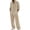 Khaki, variant on Awwp Men Set Linen Suit Men's Clothing Casual Beach V Neck Loose Long Sleeved Pants Sports Suit for Men Blackish Green L