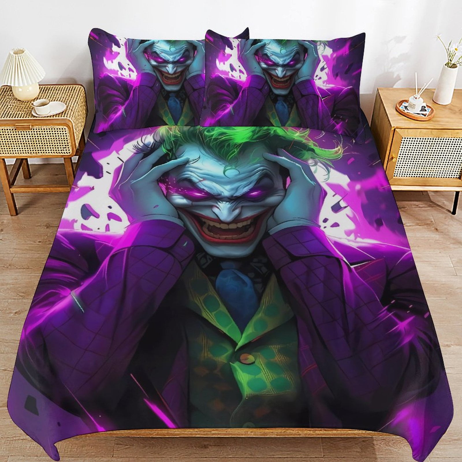 Clown 3-Piece Bedding Set, Printed Quilt Set Twin Size, Full Size,Queen Size,King Size,for Men Women Children Boy Girl Teen Kids (1 Duvet Cover, 2 Pillowcases) Bed Set 86"x70"