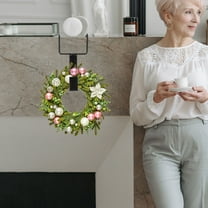 Amosfun 4Pcs Space Saving Black Over The Door Wreath Hangers for Home Use