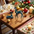 thumbnail image 5 of Christmas Reindeer Decor,Small Resin Standing Sitting Deer Figurine,Mini Reindeer Christmas Table Decoration for Home Indoor Xmas Holiday Small Statue Rustic Table Decor(Green), 5 of 8