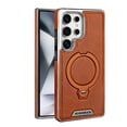 thumbnail image 5 of TECH CIRCLE for Samsung Galaxy S24 Ultra PU Leather Case, Magnetic Ring Kickstand Back Cover, Flexible PC+TPU Anti-Scratch, Anti-Fingerprint, Shock-Absorbent Protective Basic Case Cover,Brown, 5 of 8
