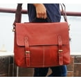 thumbnail image 4 of 15 inch genuine leather briefcase bag - Handmade crossbody laptop satchel (Orange ), 4 of 5