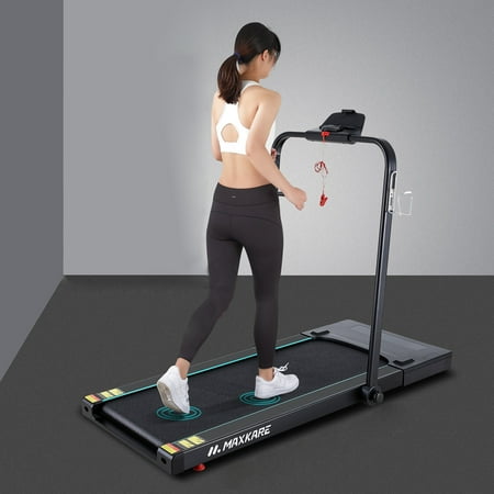 MaxKare 2-in-1 Electric Treadmill Foldable, Under Desk Treadmill for Home and Office, Walking Running Machine with Remote Control, Installation-Free Save space