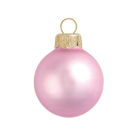 8ct Matte Pale Pink Glass Ball Christmas Ornaments 3.25" (80mm)