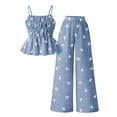 thumbnail image 4 of Bovxnpu Girls Summer Clothing Sets Girls Bow Graphic Tank Top Elastic Waist Wide Leg Pants Sweet Outfit Set, 4 of 4