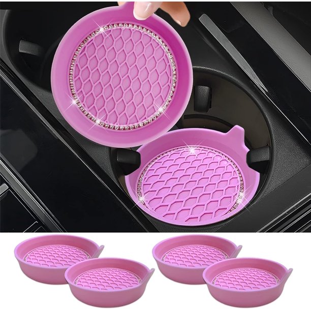 4 Pack Bling Car Coaster for Cup Holder,Cute Car Accessories for Women