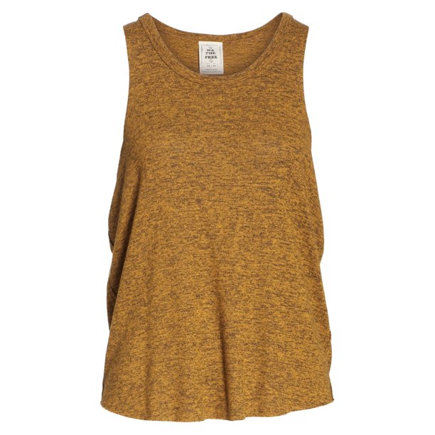 Free People - Camiseta sin mangas para mujer con coziest swing, amarillo, extra pequeño Free People Camiseta sin mangas