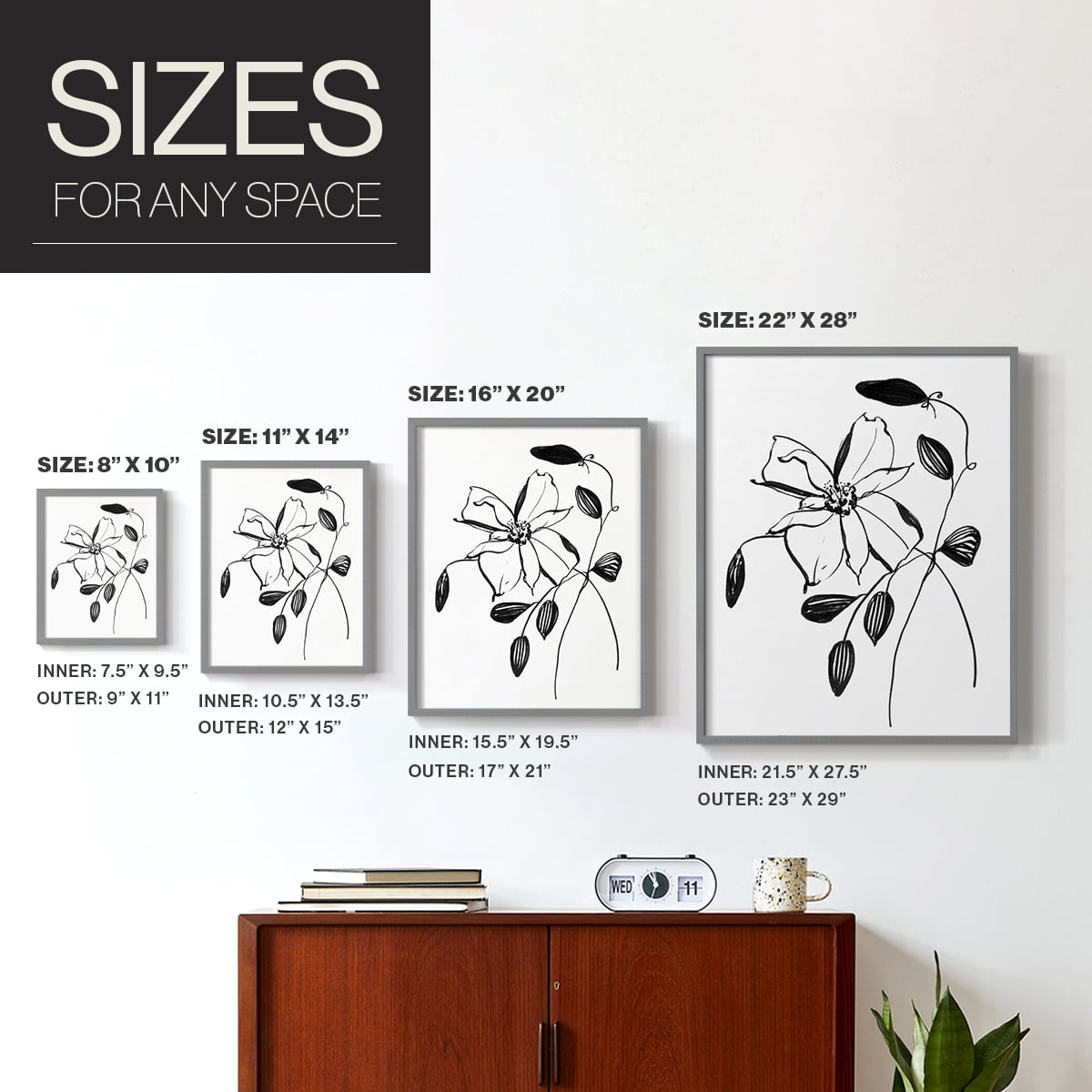 Wild Clematis II Framed Print in Gray Solid Wood 16 x 20 Framed Print