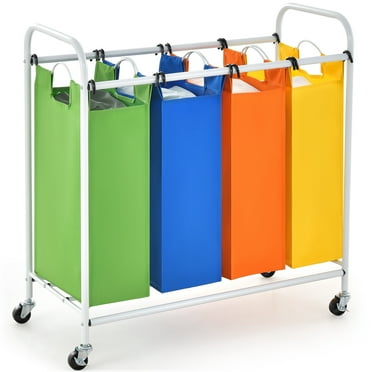 Costway Multicolor Rolling Laundry Sorter, 4-Bin