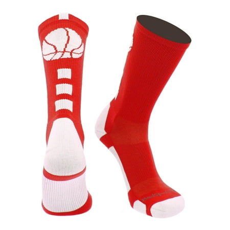 

MadSportsStuff Basketball Logo Athletic Crew Socks Small - Scarlet/White