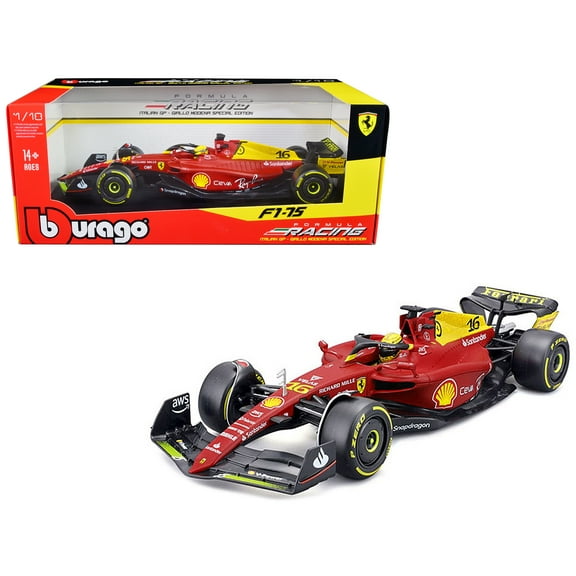 Ferrari F1-75 #16 Leclerc "Giallo Modena" 2nd Place F1 Italian GP (2022) "Formula Racing" 1/18 Diecast Model Car by Bburago