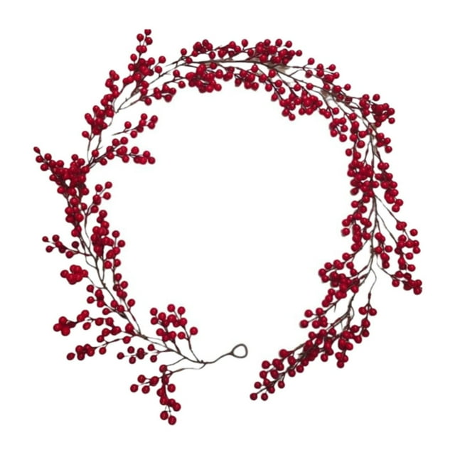 ¡Liquidación! Guirnalda navideña Lssam de pino, guirnalda de pino invernal de 1,8 m, guirnalda navideña de frutos rojos artificiales, ideal para decorar interiores y exteriores, chimeneas y hogares.