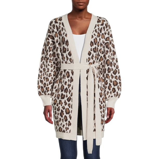 Avenue Women's Emily Check Coatigan – Black Open Front Cardigan Coat, Below Hip Length