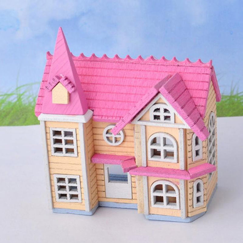 1/12 Pink DIY Mini Wooden Dolls Miniature House Handicraft Assemble Toys KitYRDE 