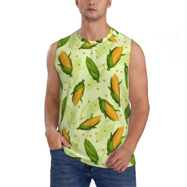 Balery Fresh Corn Camisetas sin mangas para hombre, absorbe la humedad y protege contra el mal olor.-Medium