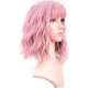 thumbnail image 1 of Peluca ondulada y rizada corta Peluca de cosplay rosa Bob natural hasta los hombros con flequillo de aire Pelucas marrones cortas, 1 of 5