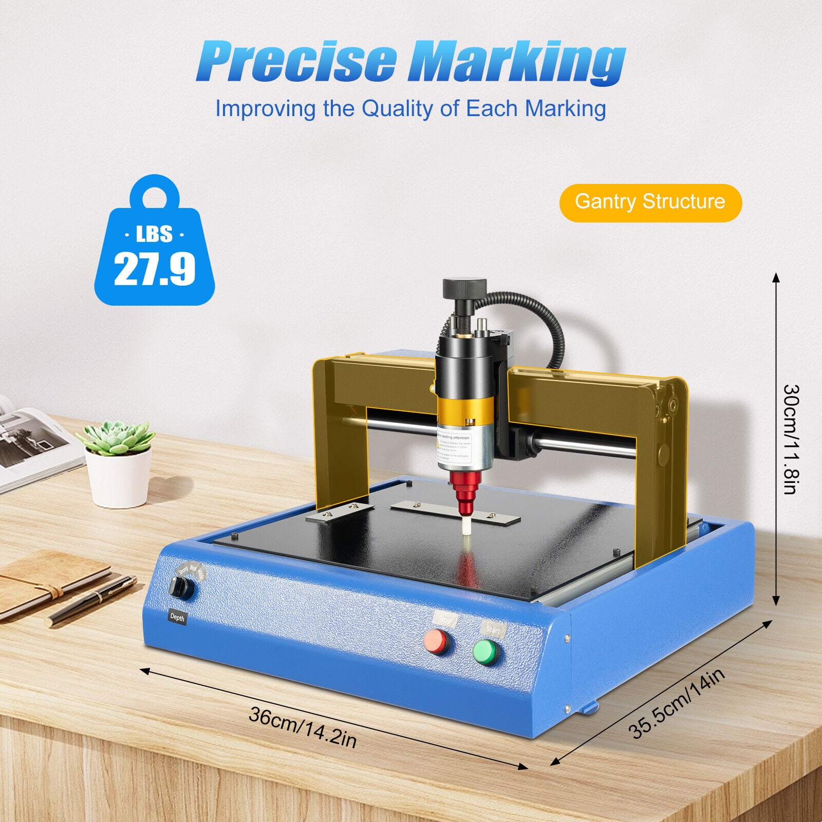 For Number Letter Label Electric Metal Marking Machine Dot Peen 200x150mm 110V