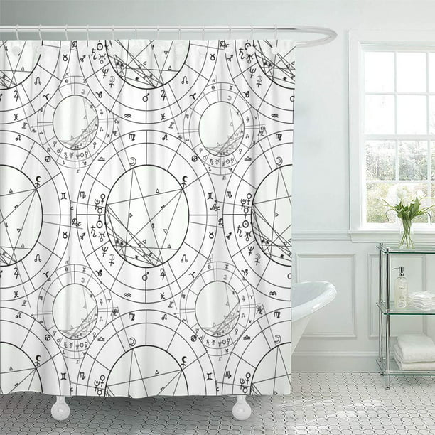 Atabie Pattern Astrology Coloring Natal, Celestial Shower Curtain