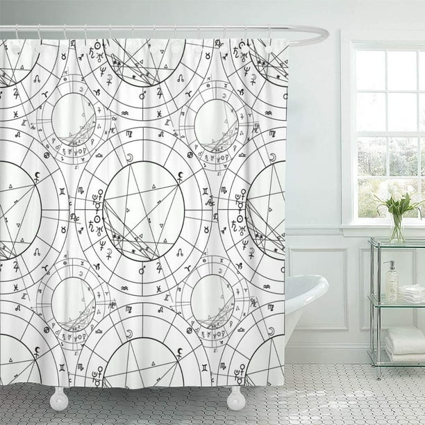 Atabie Pattern Astrology Coloring Natal Astrological Chart Zodiac Signs Celestial Shower Curtain 60x72 Inch Com Atabie Pattern Astrology Coloring Natal, Celestial Shower Curtain