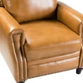 thumbnail image 3 of Upholstered Genuine Leather Recliner Chair with Solid Wood Legs, Camel, 3 of 10