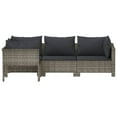 thumbnail image 2 of vidaXL Ensemble de Salon de Jardin 4 Pcs avec Coussins Gris en Rotin Poly, 2 of 5