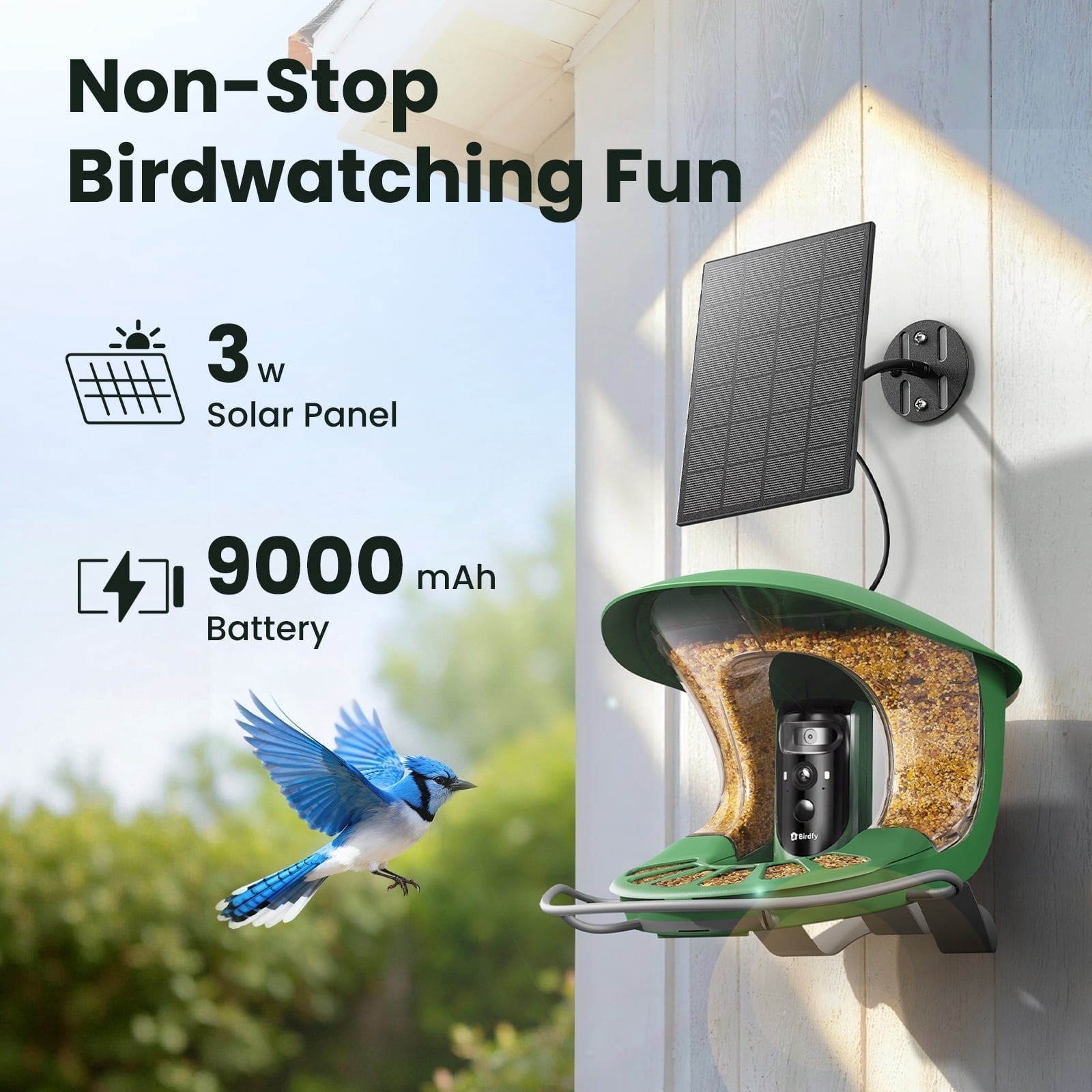 Birdfy Smart Bird Feeder with Camera, Dual-Lens, Solar-Powered, Auto-Capture Close-Ups & AI Identification with 99% Accuracy, Perfect Gift for Bird Lovers