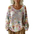 thumbnail image 2 of Womens Blouses Women's Pattern Printed Casual Pullover Sweater Long Sleeve Shirts for Women, 2 of 4