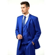 Wehilion Suit for Men Vintage Retro Wedding Suits Set Slim Fit 3 Pieces Jacket Blazer Groom Tuxedo Prom Mens Suit Royal Blue XL