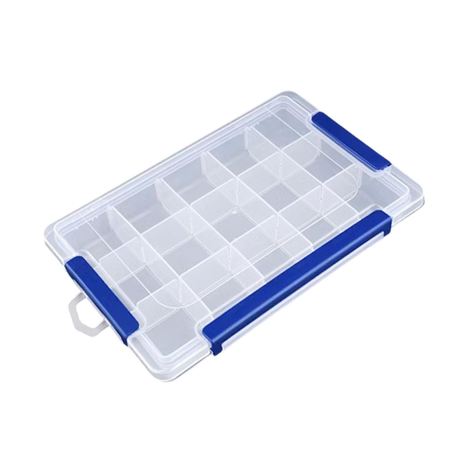 Fiocias Clear Organizer Box Bead Organizer Empty Portable Multifunctional Tackle Box for 15 Grid Large