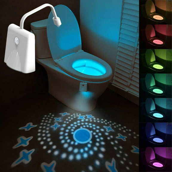 Toilet Night Light, 16 Colors Changing Toilet Light Motion Sensor with Star Light, 1PC Rechargable LED Toilet Bowl Light for Bathroom, Funny Gifts for Dad Teen Boys Girls Men Women (RGB-1pc)