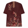 thumbnail image 6 of Fesfesfes Oversized Workout Shirts for Women's Fashion Casual Plus Size Scenic Flowers Printing V-Neck T-Shirt Tops Women Tops L(US:8), 6 of 6