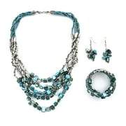Shop LC Handmade Blue Seed Bead Necklace Bracelet Earrings Bridesmaid Jewelry Set 22 inch