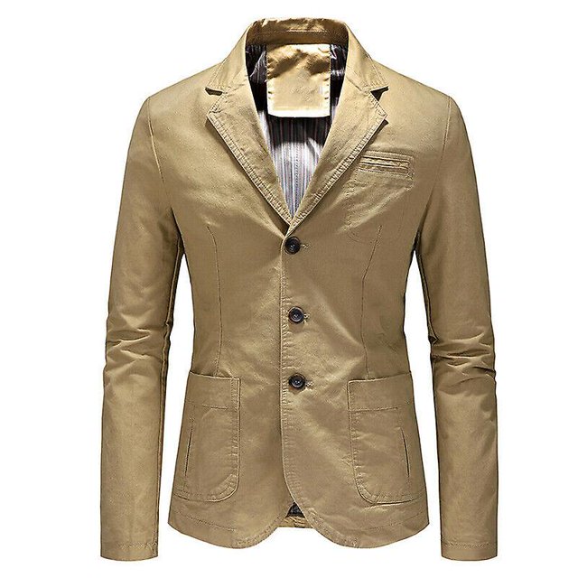Chaqueta informal de algodón para hombre, chaqueta de traje, abrigo ajustado, Tops LingWen 8390612160233