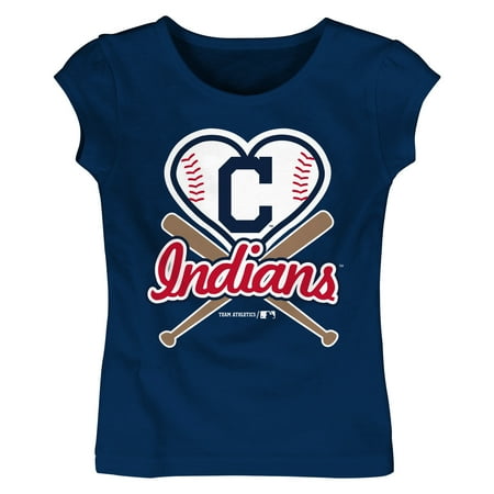 MLB Cleveland Indians TEE Short Sleeve Girls Cotton Jersey Team Color