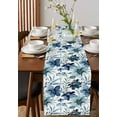 thumbnail image 4 of Blue Teal Flowers Burlap-Cotton Table Runner 72 Inches Long,Watercolor Pastoral Botanical Farmhouse Table Runners,Outdoor Dining Tablecloths Decor for Baby Shower Party Wedding 18x72, 4 of 9