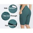 thumbnail image 4 of Sociala Women's Knee Length High Waisted Bike Shorts With Side Pockets Workout Athletic Running Shorts, 4 of 6