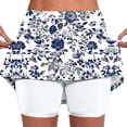 thumbnail image 3 of QATAINLAV High Waisted Shorts with Skirt for Women Casual Summer Floral Print Elastic Waist Skirts Beach Vacation Workout Skorts Navy L, 3 of 6