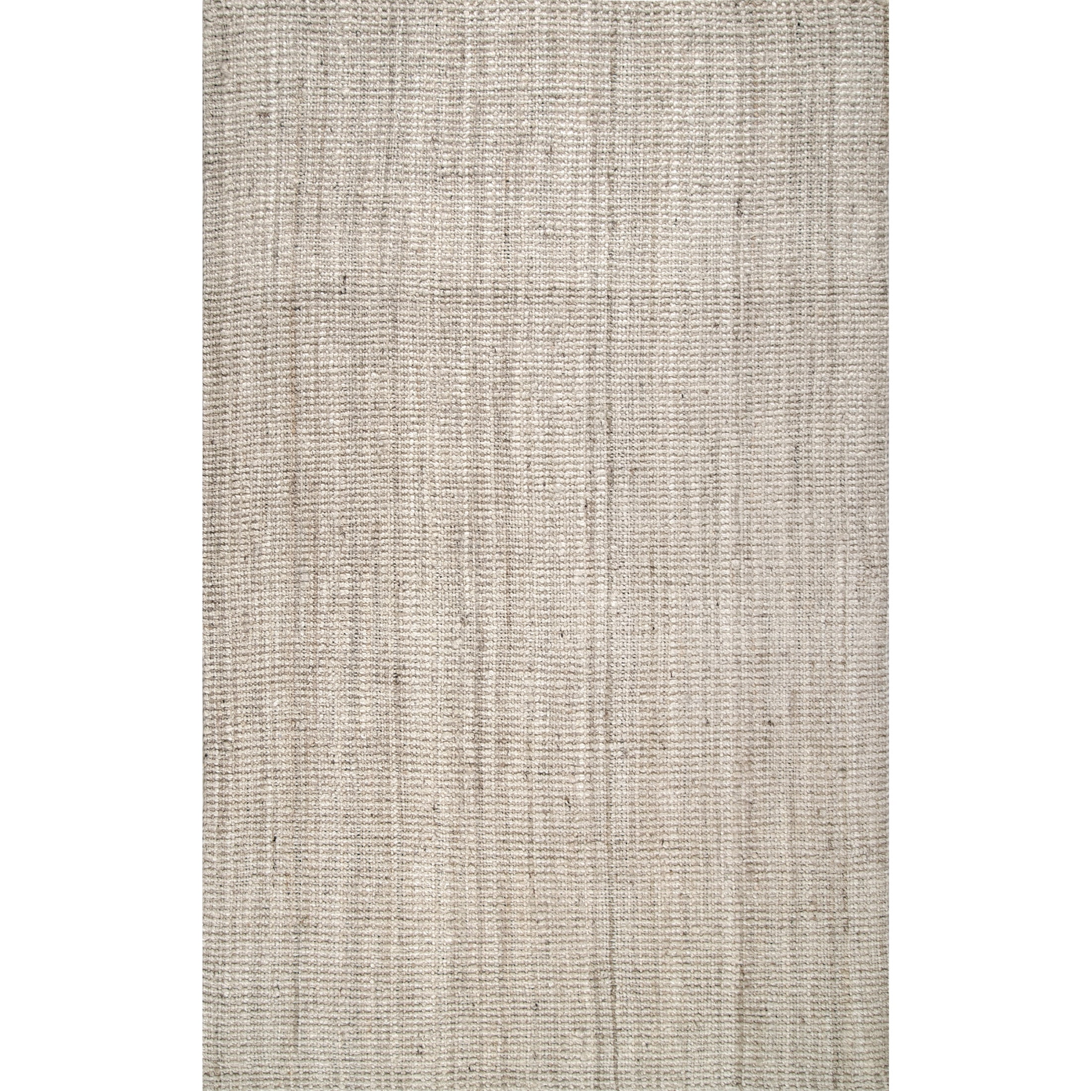 nuLOOM Ashli Solid Farmhouse Jute Area Rug, 8', Round, Ashli Off-white