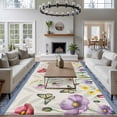 thumbnail image 3 of Blue Wildflowers Area Rugs 6'x9', Washable Small Throw Rugs for Kitchen Dining room, Farmhouse Country Spring Butterfly Floral Indoor Outdoor Rug Non-Slip Low Pile Carpet Runner Reversible Floor Mats, 3 of 8