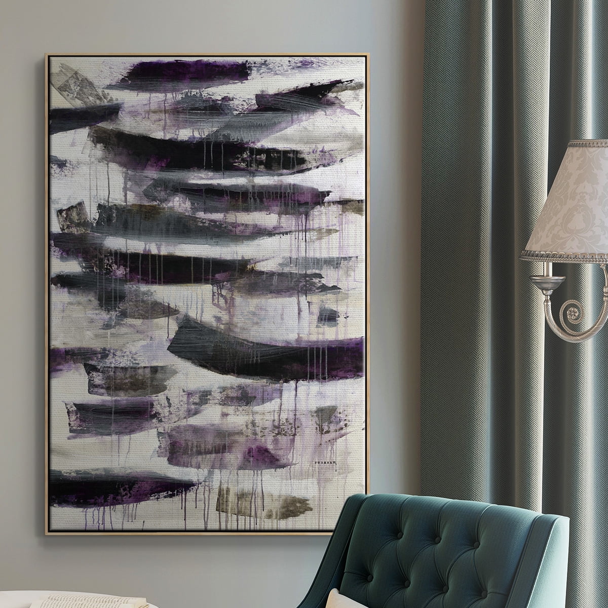 Helix #2 Framed Premium Gallery Wrapped Canvas - Ready to Hang - 27 x 41 - Natural Wood Floating Frame
