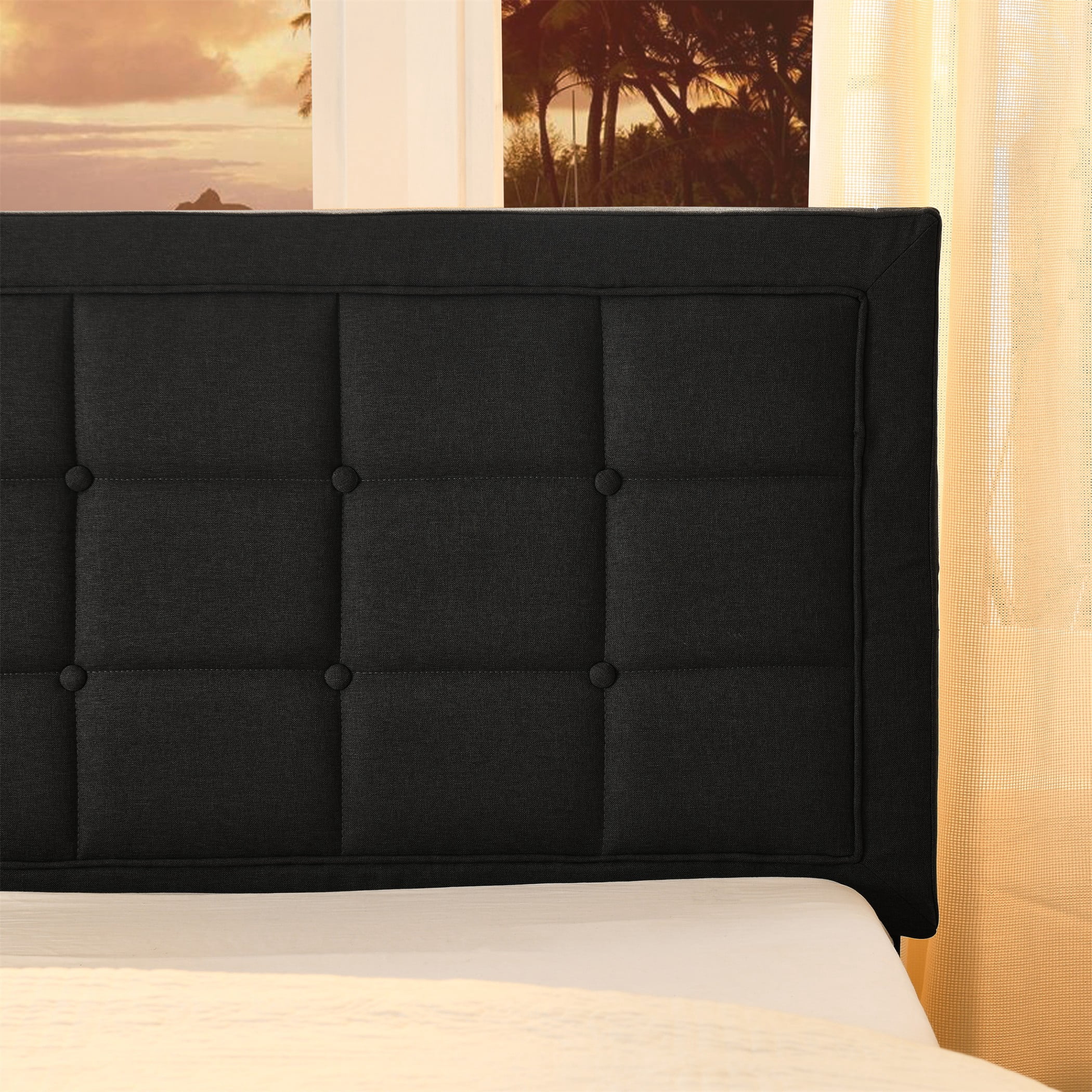 BSHTI King Size Platform Bed Frame with Adjustable Tufted Headboard, Solid Wood Frame, 12 Wood Slats, No Box Spring Needed，Grey
